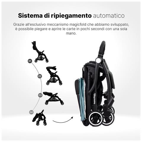 S1 Plus Passeggino - Carico fino a 22 kg - Leggero, regolabile e maneggevole - Passeggino Premium con tecnologia pieghevole con una sola mano - Light Blue - Foto 2