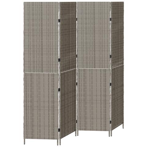 Divider Room a 4 Pannelli Pieghevole Grigio 195x180 cm in Poly Rattan - Foto 1
