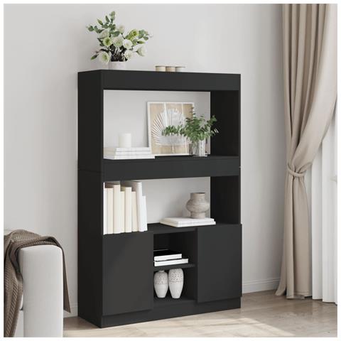 Credenza Nera 92x33x140 cm in Legno Multistrato - Foto 2