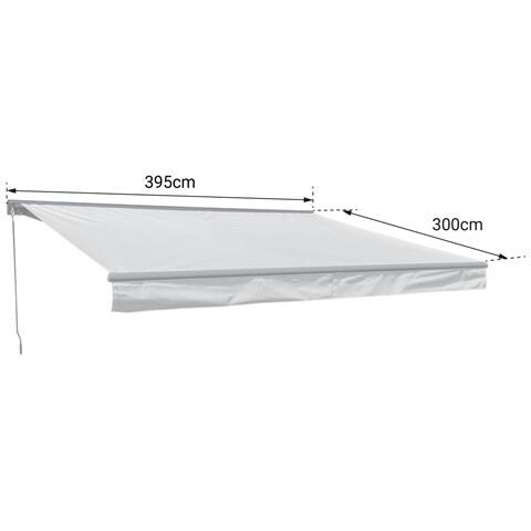Tenda Saule 3,95 × 3 M Con Semicupio - Tessuto A Righe Bianco /grigio E Struttura Bianca - Foto 2