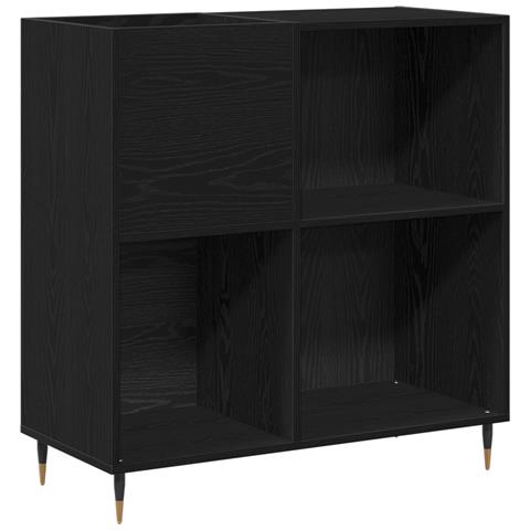 Armadietto per Dischi Nero Rovere 84,5x38x89 cm Legno Ingegnerizzato - Foto 1