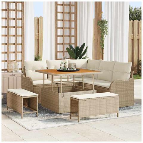 Set Divano da Giardino 8 pcs Beige e Crema 100 x 100 x 71 cm - Foto 2