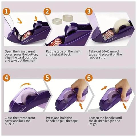 Dispenser Di Nastro Intelligente Portatile - Macchina Sigillatrice Manuale Per Ufficio E Imballaggio Purple - Foto 7