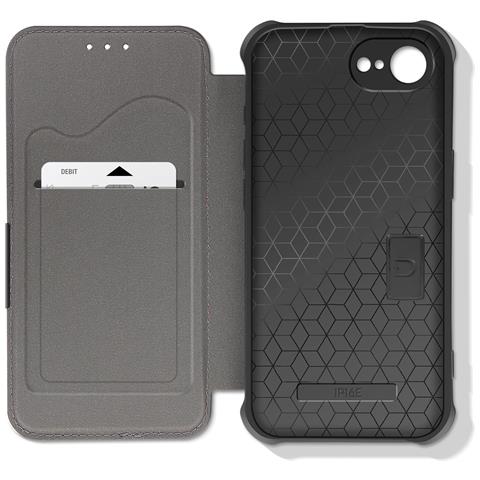 Custodia A Libro Per Iphone 16e Finitura Carbonio Con Portacarte - Foto 5