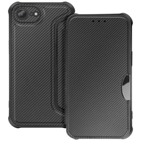 Custodia A Libro Per Iphone 16e Finitura Carbonio Con Portacarte - Foto 1
