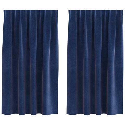 Tende con tende 2 pcs Blu scuro 140 x 140 cm Velluto - Foto 1