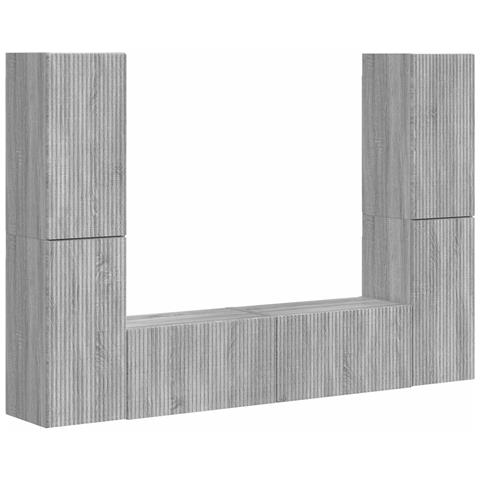 Set mobile TV 6 pcs Grigio Sonoma Legno multistrato - Foto 1