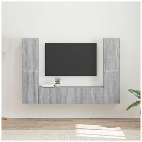 Set mobile TV 6 pcs Grigio Sonoma Legno multistrato - Foto 2