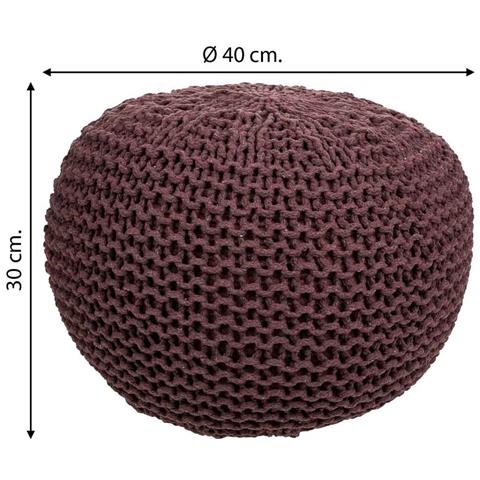 Puf In Cotone Intrecciato Marrone 40x40x30h - Foto 5