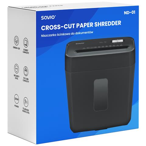 ND-01 distruggi documenti Triturazione incrociata 72 dB Nero - Foto 2
