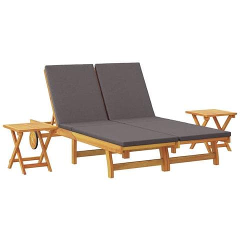 Lettino da sole Grigio scuro Legno di Acacia Massello - Foto 1