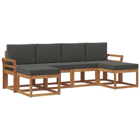 Set di divani da esterno con cuscino 6 pcs Naturale e Antracite - Foto 1
