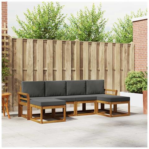 Set di divani da esterno con cuscino 6 pcs Naturale e Antracite - Foto 2