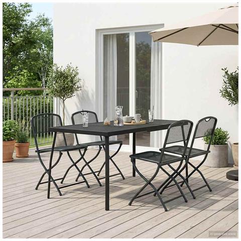 Set di Mobili da Esterno 5 pcs Antracite Ferro e Acciaio - Foto 2