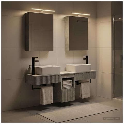 Set di Armadi da Bagno 5 pcs Grigio Cemento 50 x 14,5 x 70 cm - Foto 2