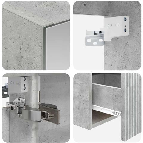 Set di Armadi da Bagno 5 pcs Grigio Cemento 50 x 14,5 x 70 cm - Foto 9