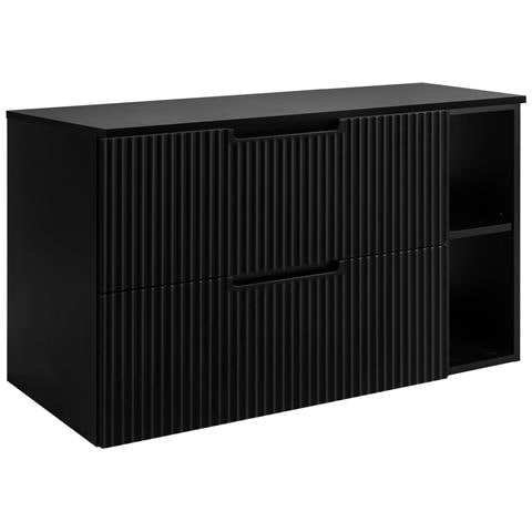 Mobile sottolavabo per bagno, Nero e marrone, 120 cm, 4 cassetti con chiusura ammortizzata, Mobili da bagno moderni - Foto 1