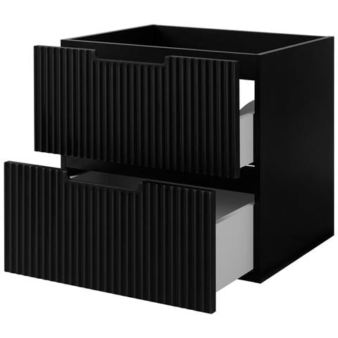 Mobile sottolavabo per bagno, Nero e marrone, 120 cm, 4 cassetti con chiusura ammortizzata, Mobili da bagno moderni - Foto 2