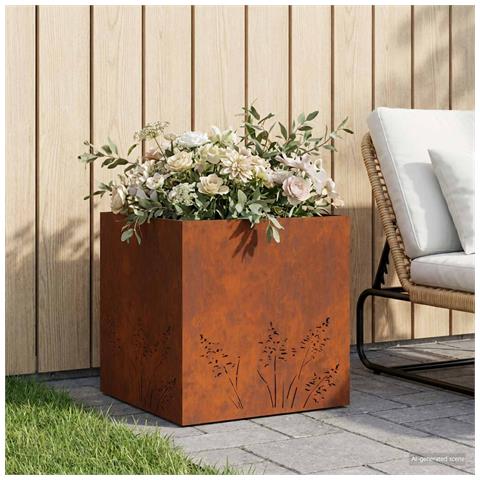 Vaso da giardino Ruggine 50 x 50 x 49 cm Acciaio Corten - Foto 2
