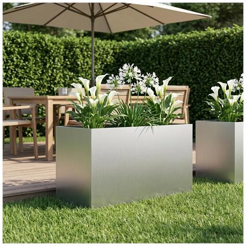Vaso da giardino Argento 80 x 50 x 50 cm Acciaio zincato - Foto 2