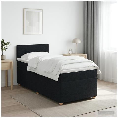 Letto box spring con materasso Nero 90 x 200 cm Tessuto - Foto 2