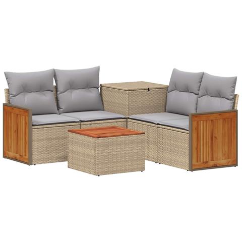 Set di divani 6 pz Beige e Grigio Chiaro - Foto 1