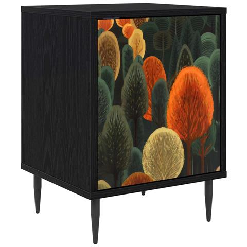 Armadio da Notte ZAANDAM Rovere Nero 36 x 33 x 51 cm - Foto 1