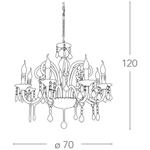 I-246/00900 - Lampadario classico in cristallo a otto bracci con sristalli decorativi 40 watt E14 - Foto 12