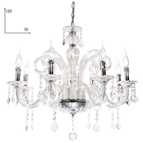 I-246/00900 - Lampadario classico in cristallo a otto bracci con sristalli decorativi 40 watt E14 - Foto 1