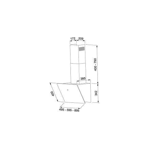 Cappa a Parete FVT 905 BK A Vertis Aspirante 90 cm Colore Nero - Foto 3