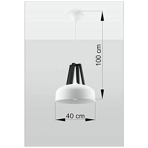 Lampadario A Sospensione In Acciaio, 30 X 30 X 100 Cm, Colore: Bianco / nero - Foto 2