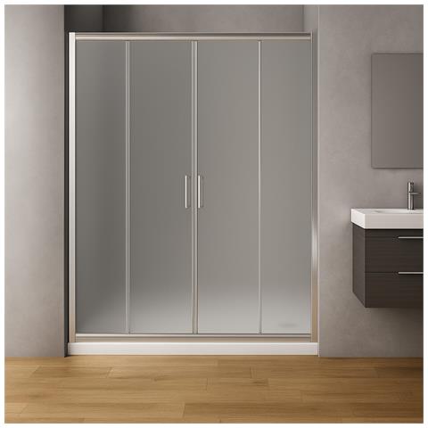 Porta Doccia Scorrevole Slide4 Per Box Nicchia Quattro Ante Cristallo Stampato *** Misure : 142-148 X H190 Cm Stampato - Foto 2