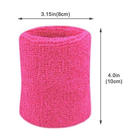 Sweatband Polso Sweatband 2 Pack 4 Pollici Sport Parasudore Wristband Morbido Cotone Addensare Per Tennis Ginnastica Calcio Basket Correre Sport Atletici (rose-rosso)  - Foto 3