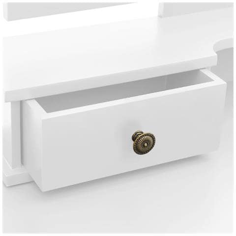 Tavolo Da Trucco E Sgabello Bianco 100x40x146cm Legno Paulownia - Foto 10