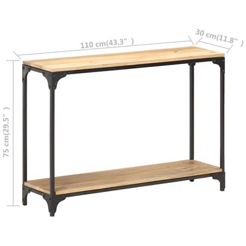 Tavolo Consolle 110x30x75 cm in Legno Massello di Mango - Foto 2