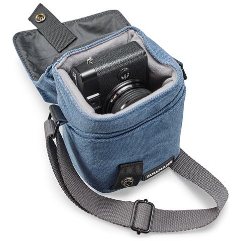 MADRID TWO Vario 200 canvas blue Camera bag with shoulder strap for CSC cameras e. g. Canon Powershot G1 X Mark II (up to G3 X) EOS M10, Fuji X100T, Leica X-E, Nikon Coolpix P7800, Olympus Stylus 1s. Blu - Foto 2