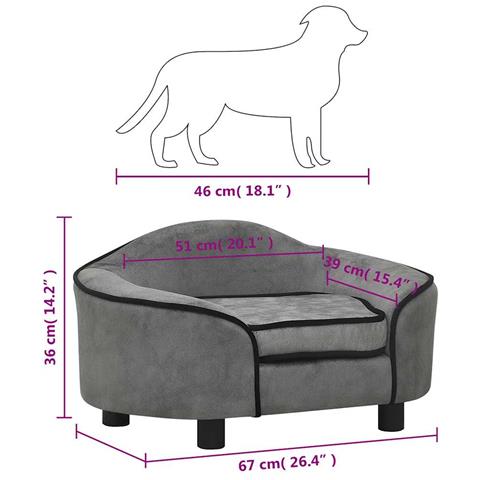 Divano Per Cani Grigio 67x47x36 Cm In Peluche - Foto 8
