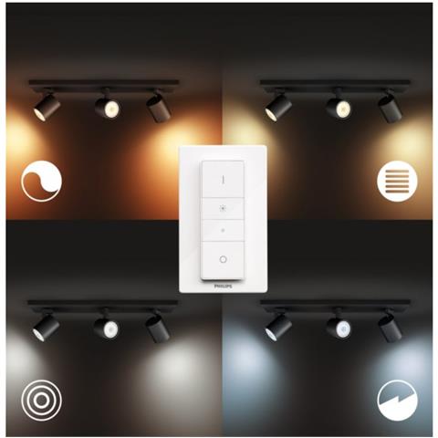 Lampada Da Soffitto White Ambiance Tre Faretti Gu10 Hue Runner Nero 109x480x89 Mm Metallo - Foto 1