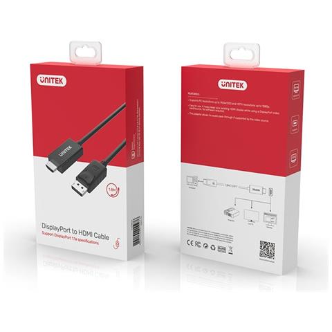 Y-5118CA cavo e adattatore video 1,8 m HDMI tipo A (Standard) DisplayPort Nero - Foto 2