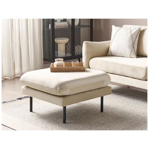 Pouf Velluto Beige Chiaro 70 X 70 Cm Vinterbro - Foto 1