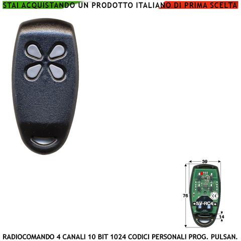 Comando Radio 4 Canali Freq. 433,92 Mhz Potenza 5 Mw Portata Aria Libera 60/100 Mt Codice Di Sicurezza Binario 10 Bit - Foto 1