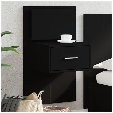 Comodino A Parete Con Luci Led Nero - Foto 1