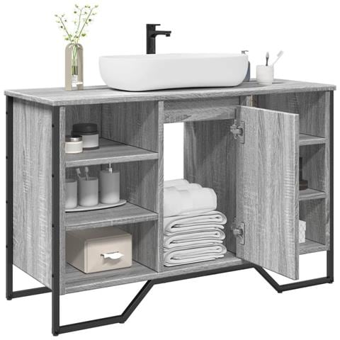 Mobile Lavabo Bagno Grigio Sonoma 91x35x60 Cm In Truciolato - Foto 1