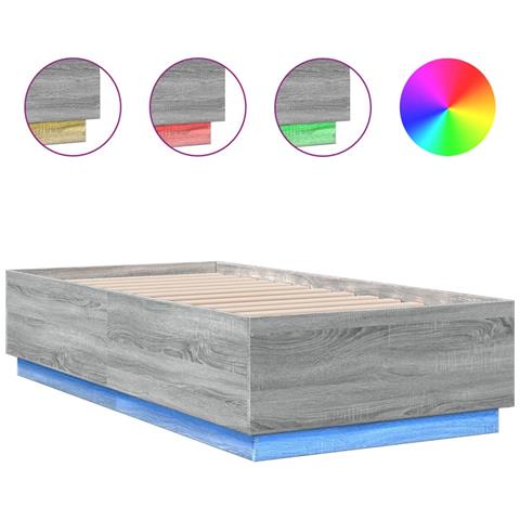 Giroletto Luci Led Grigio Sonoma 90x190 Cm In Legno Multistrato - Foto 2