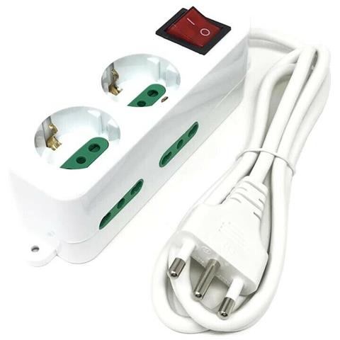 Multipresa Scarpetta Elettrica 6 Posti 2 Schuko 4 Bipasso Ciabatta Multi Presa - Foto 1