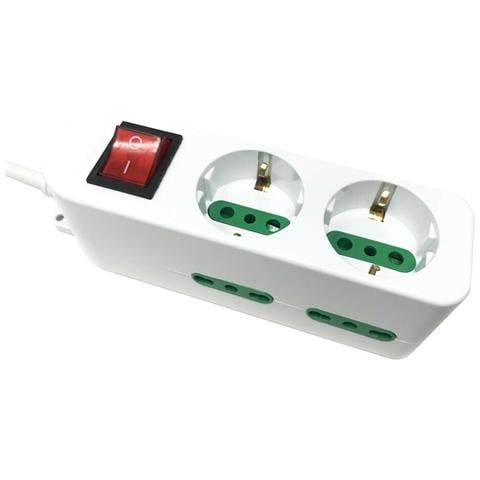 Multipresa Scarpetta Elettrica 6 Posti 2 Schuko 4 Bipasso Ciabatta Multi Presa - Foto 2