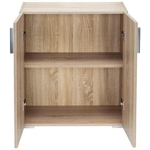 Mobile Madia con Doppia Anta 2 Ripiani Mobiletto Credenza Cucina Bagno Quercia - Foto 2
