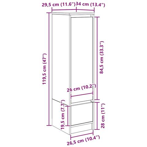 Credenza Rovere Sonoma 29,5x34x119,5 cm in Legno Multistrato - Foto 2