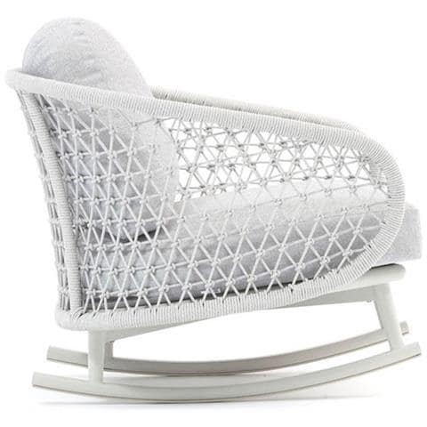 Glenda - Poltrona Dondolo Con Struttura In Allumino Bianco E Con Corda Grigio Mélange - Foto 2