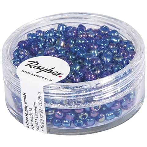 17 Grammi - Perline In Vetro Rotonde Opache Lustrate Foro Ø2,6mm - Colore Blu Iridescente - Foto 1